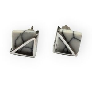 3/$30 NEW Rhodium Plated Silver and White Geometric Earrings